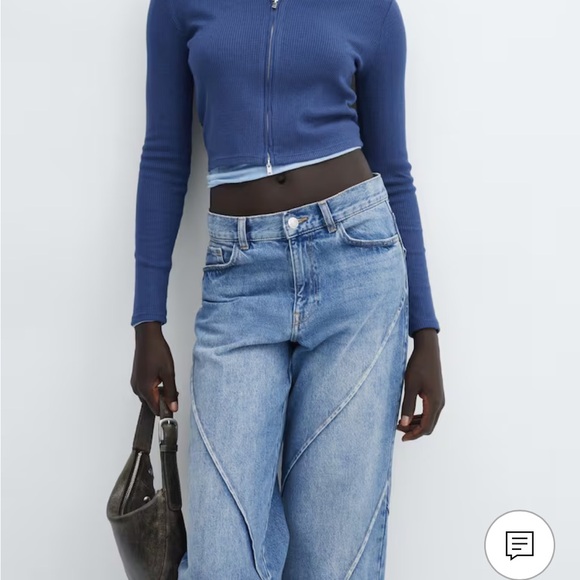 BNWT MANGO Wideleg jeans with decorative stitching - Picture 3 of 6